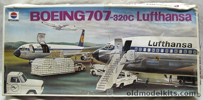 Nitto 1/100 Boeing 707 - Air Force One 707-32B (VC-137) Presidential Aircraft / Lufthansa / Lufthansa Cargo / Luftwaffe - With Clear Engine and Fuselage Panels / Tractor / Boarding Stairs / Cargo Lift / Cargo, 429-1500 plastic model kit
